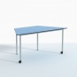 Trapeztisch, 160x80 cm (B/T), 72 cm hoch, fahrbar, 2 Füße mit Rollen, 